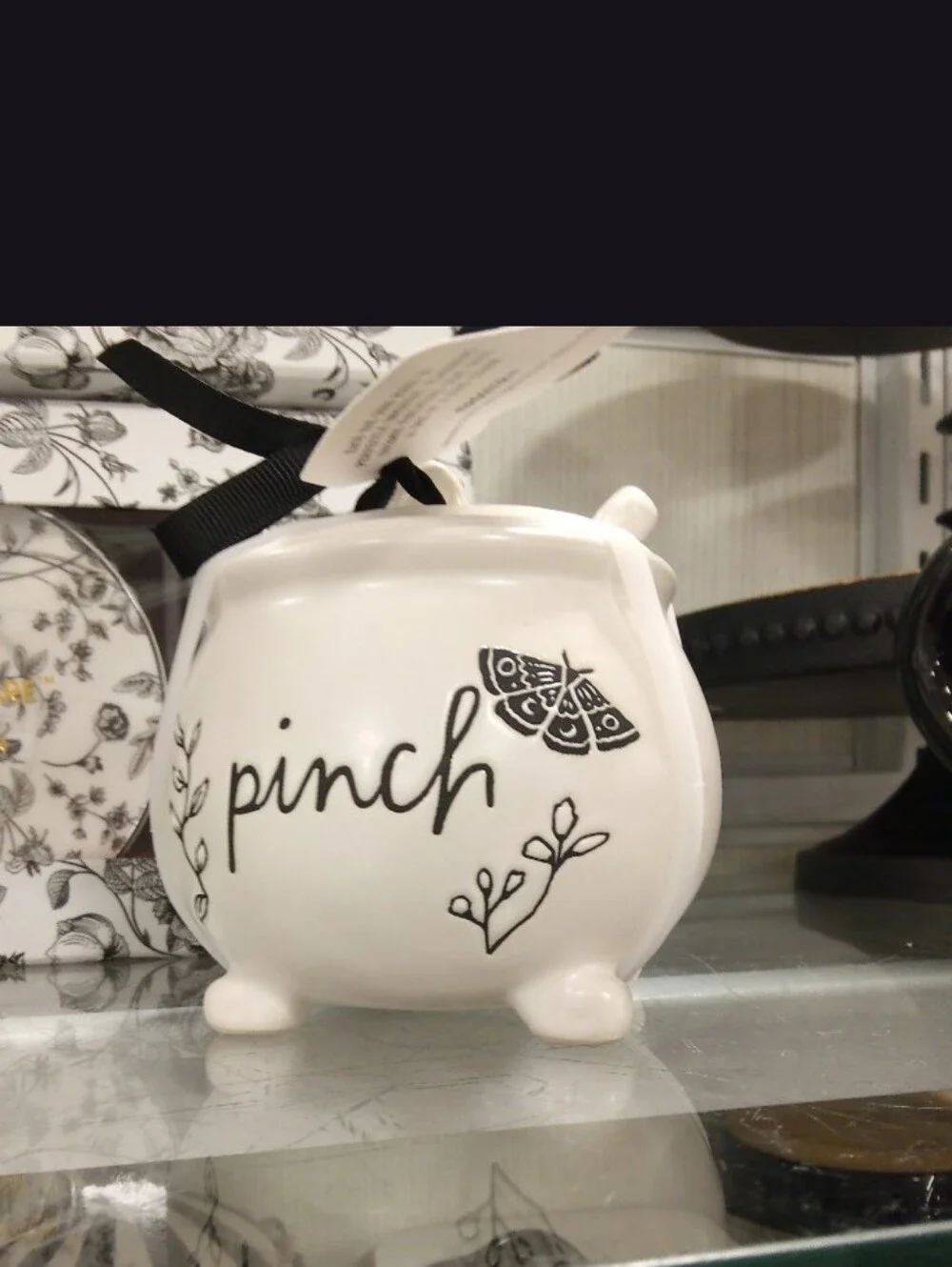 White Ceramic 'Pinch' Salt Dish With Spoon